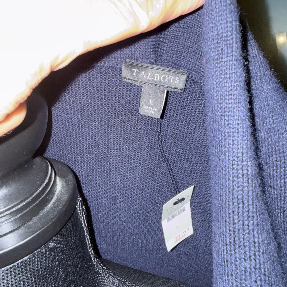 Talbots Navy Open Front Cardigan Sweater - Picture 3 of 5